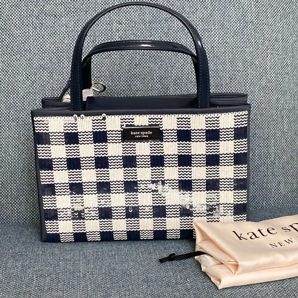 kate spade new york Sam Icon Small Gingham Sequin Embellished Tote